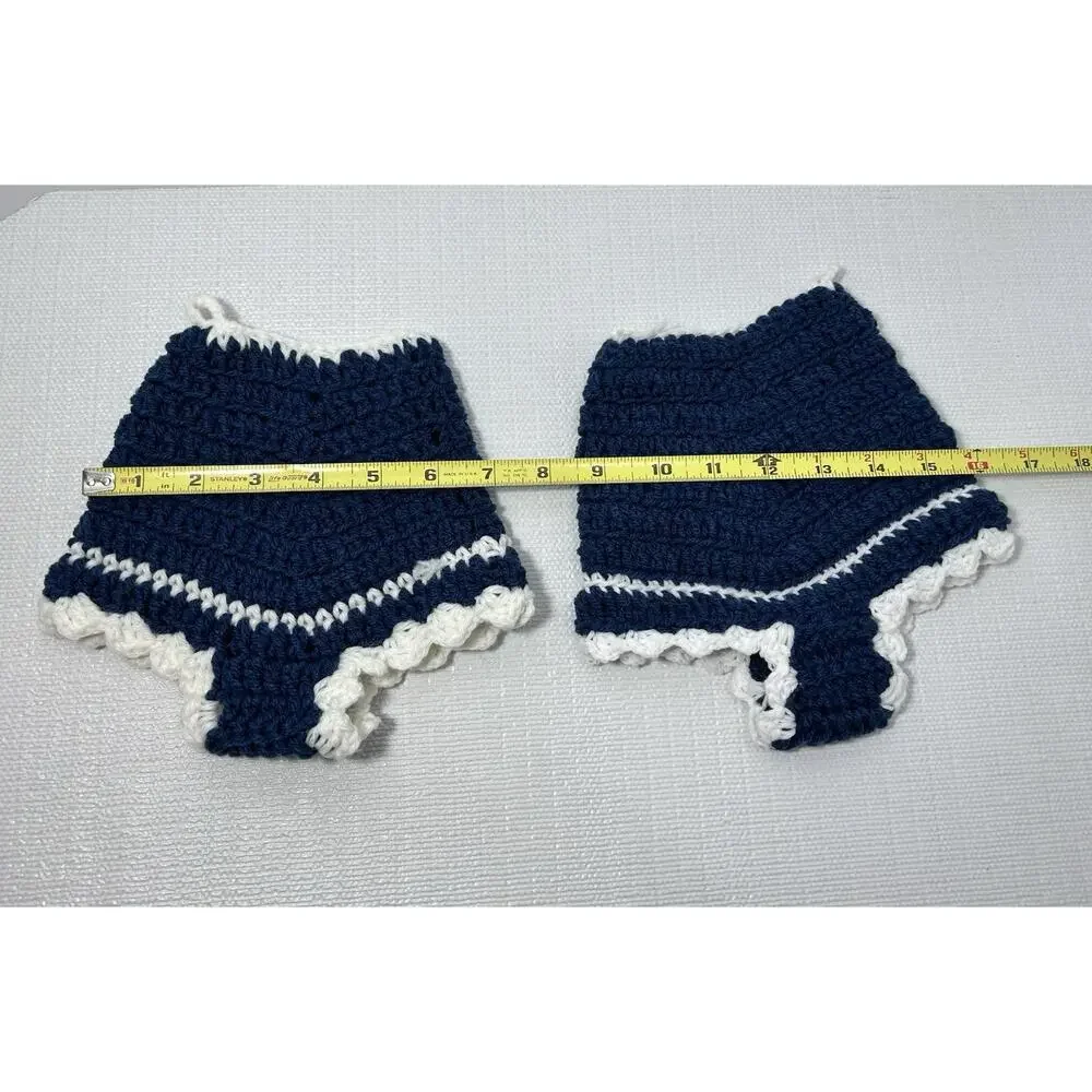 Hand Crocheted Double Thick Hot Pad Pot Holder Pair‎ VTG Granny Core Underwear